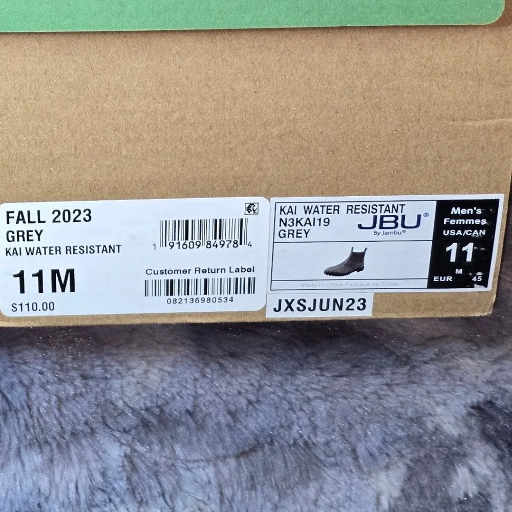 NWB JBU By Jambu Kai Water Resistant Men's‎ Grey Chelsea Boots Size 11